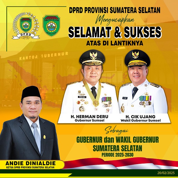 selamat atas di lantiknya gubernur dan wakil gubernur sumatera selatan 2